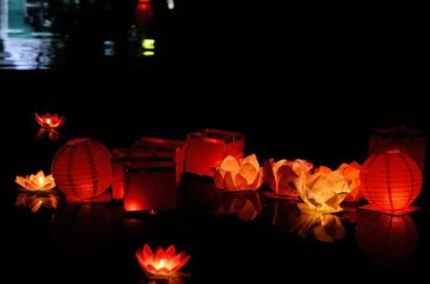 Floating paper lantern Stock Photos