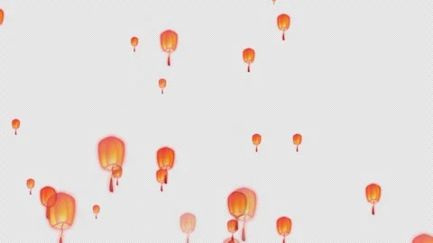 Floating Paper Lanterns Rising with Alpha Channel Transparent Overlay Stock Footage 331661263