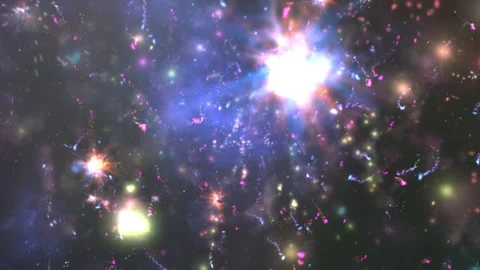 Floating Particle Cascade Abstract Glowing Orbs with Colorful Energy Trails Stock Footage 333333613