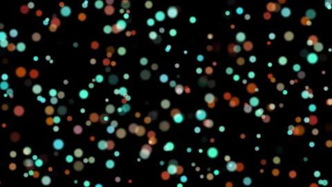 Floating Particles on black Background. Glittering Particles With Bokeh Stockbeeldmateriaal 252891508