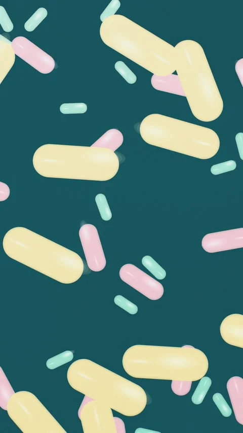 Floating pastel capsules on teal background. 2d animation 動画素材 346282563