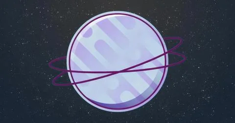 Floating pastel-colored planet showcasing geometric patterns in space, intert Stock Illustration