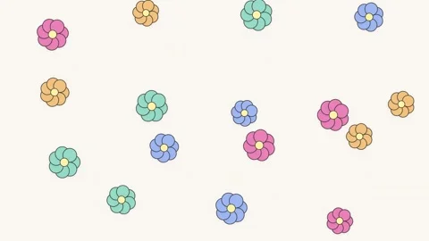 Floating pastel flowers pattern background animation with background smooth Stock Footage 345315696