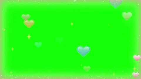 Floating Pastel Hearts Overlay with Soft Blur Effects on Green Screen Background Vídeo Stock 336662247