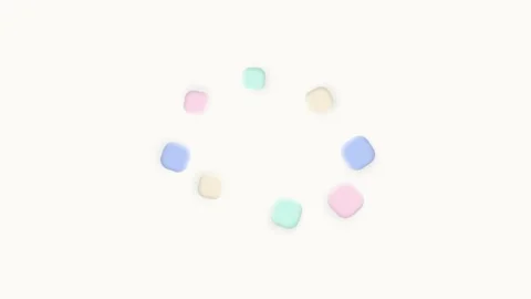 Floating pastel squares arranged in a circular pattern on white background Stock Footage 338312092