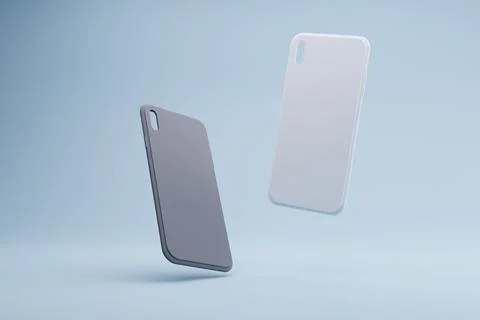 Floating phone cases, studio backdrop, design mockup Stock Illustration