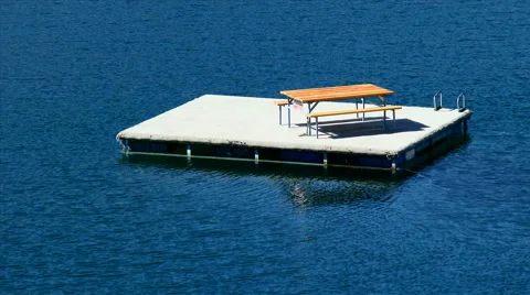 Floating Picnic Table On Willowa Lake in eastern Washington State Stock-Footage 44839497
