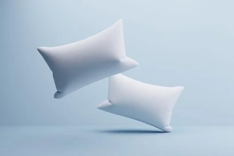 Floating pillows, blue studio, mockup, product display Stock Illustration