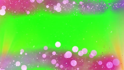 Floating pink bokeh particles over vibrant green background with radiant yellow 스톡 동영상 345215594