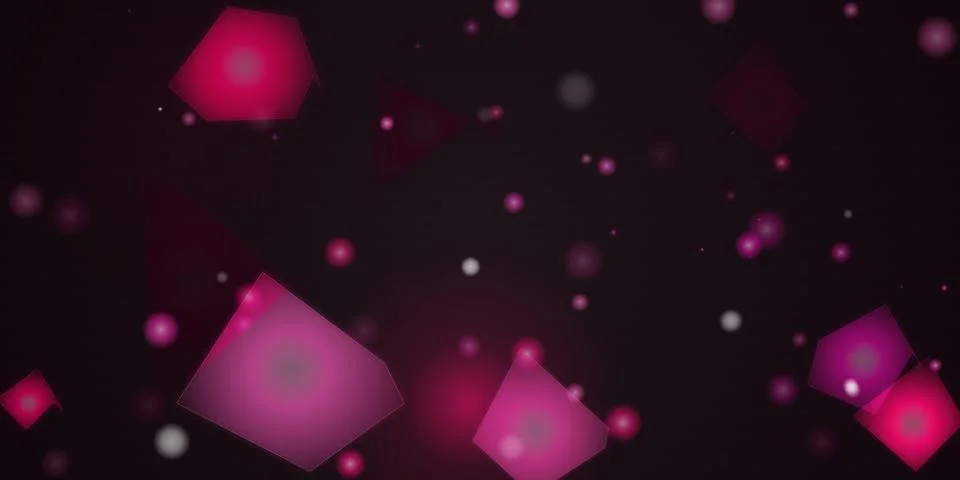 Floating pink geometric crystals in space Stock Illustration