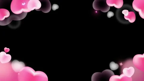 Floating Pink Hearts and Glowing Stars on Black Background Stock Footage 341726312