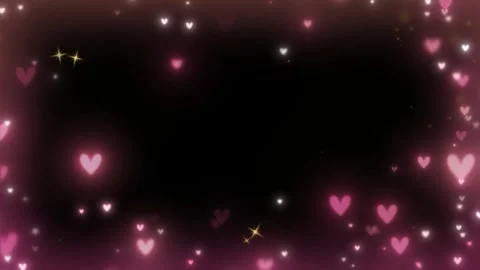 Floating pink hearts and glowing golden stars ethereal background motion Stockbeeldmateriaal 345130079