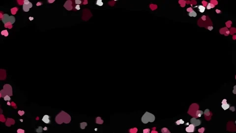 Floating pink hearts frame animation on black background creates romantic c.. Видео 341818992