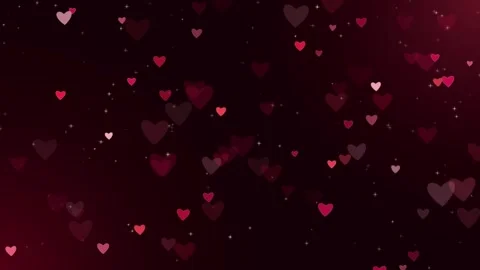 Floating pink hearts motion background with falling sparkles in dark gradie.. Видео 341960103