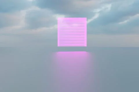 Floating pink neon square panel with futuristic glow Illustrazione stock