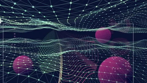 Floating pink spheres and interconnected lines in abstract digital animation Stock Footage 306199912