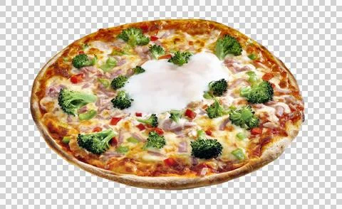 Floating  Pizza bacon Stock Photos