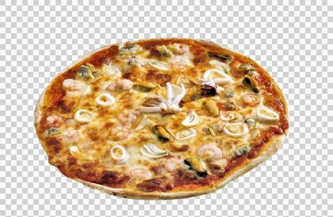 Floating  Pizza seafood Stock Photos