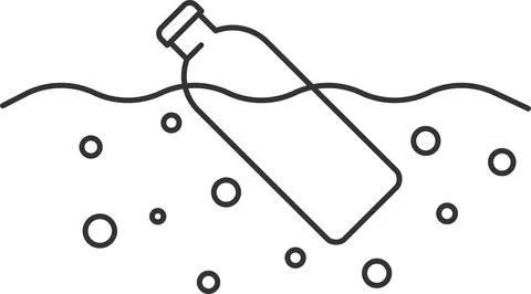 Floating Plastic bottle icon. Illustrazione stock