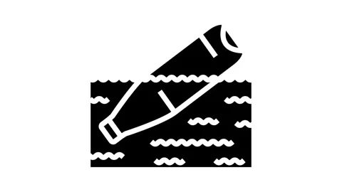 Floating plastic bottles ocean glyph icon animation Stock Footage 326140429