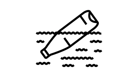 Floating plastic bottles ocean line icon animation Stock Footage 326121947