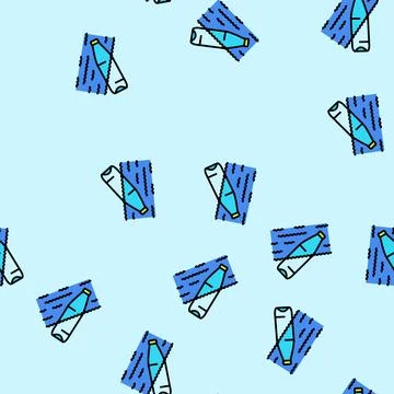 Floating plastic bottles ocean vector seamless pattern Stock Illustration