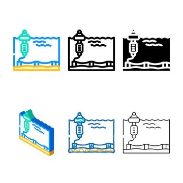 Floating platform range tidal power color icon vector Stock Illustration
