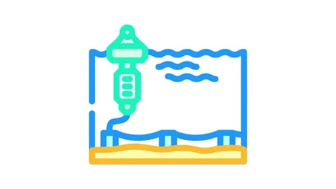 Floating platform tidal power color icon animation Vídeo Stock 327264380