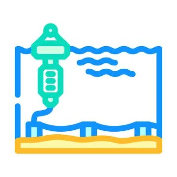 Floating platform tidal power color icon vector illustration Stock Illustration