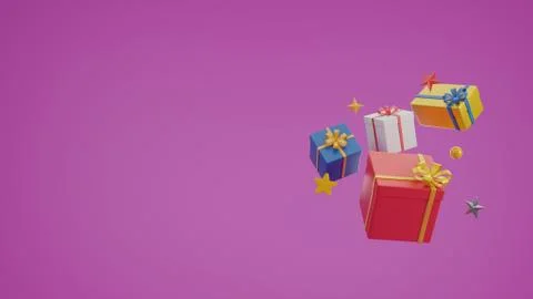 Floating present box, levitate giftbox, 3D render illustration Stock Illustration