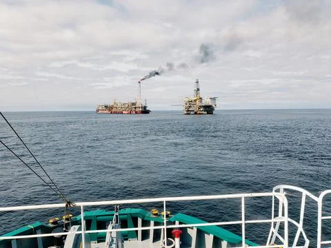 Floating production storage and offloading FPSO vessel, oil and gas indutry Stock Photos