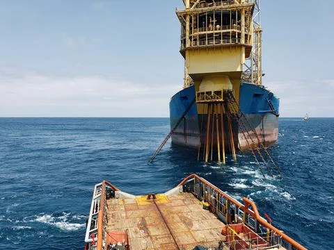 Floating production storage and offloading FPSO vessel, oil and gas indutry Stock Photos