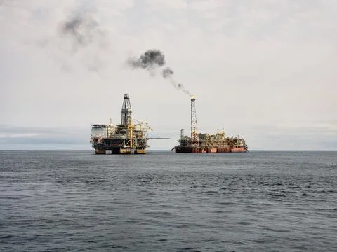 Floating production storage and offloading (FPSO) vessel, oil and gas indutry Stock Photos