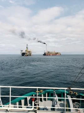 Floating production storage and offloading (FPSO) vessel, oil and gas indutry Stock Photos