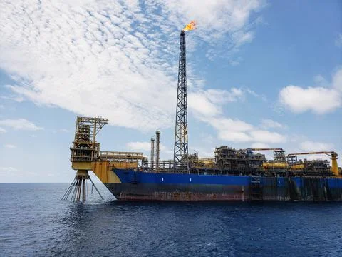 Floating production storage and offloading FPSO vessel, oil and gas indutry Stock Photos