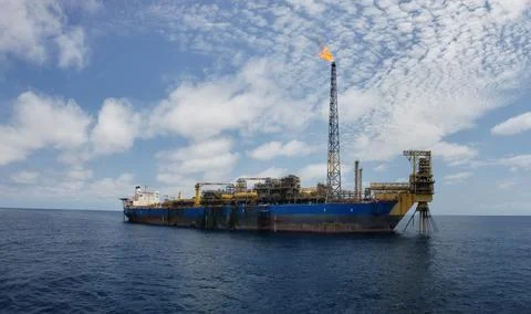 Floating production storage and offloading FPSO vessel, oil and gas indutry Stock Photos