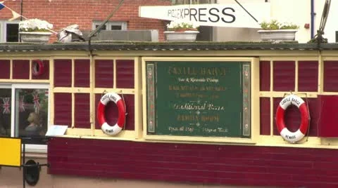Floating Pub Barge Stock Footage 18009585