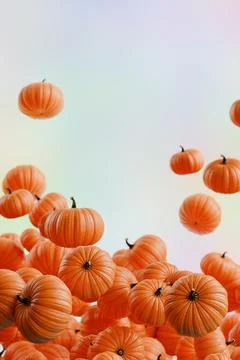 Floating pumpkins against a pastel background Illustrazione stock