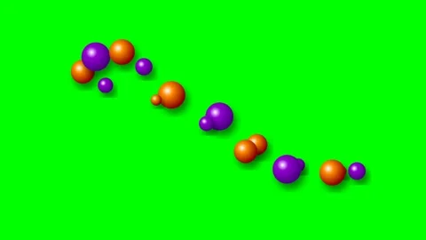 Floating purple and orange spheres arranged in an oval on a green background Stock Footage 341839105