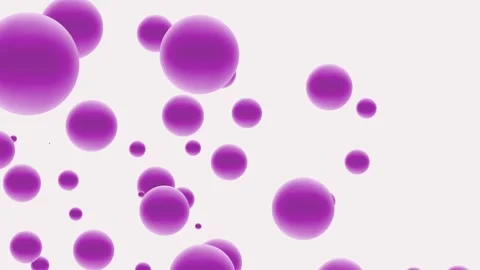 Floating Purple Spheres on White Background: Abstract 3D Render of Bubbles Stockbeeldmateriaal 312996241