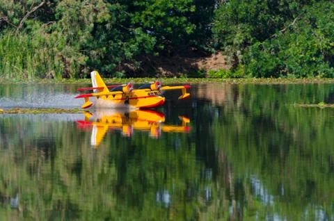 A floating Radio controlled model hydroplane Fotos de archivo
