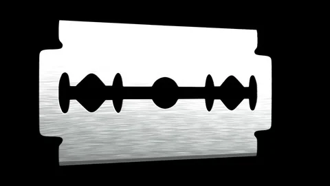 Floating razor with looping rotation on black with alpha matte. 库存影片 83939756
