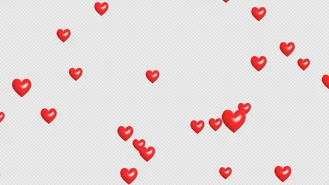 Floating Red 3D Heart Animation on Transparent Background and Green Screen. Stock Footage 324892063
