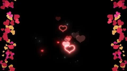 Floating Red and Pink Hearts on Black Background Stock Footage 341726524