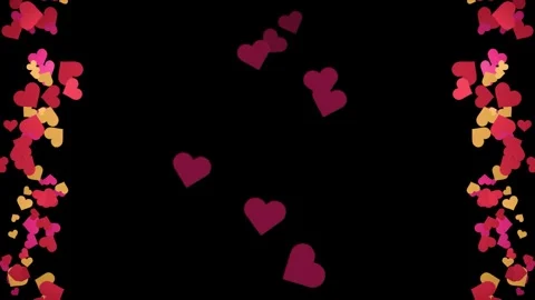 Floating Red and Pink Hearts on Black Background Vídeos de archivo 341726649