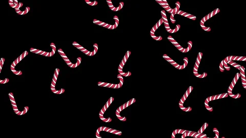 Floating Red and White Candy Canes on Black Background Stock Footage 342315719