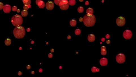 Floating Red Apples On Black Background  Surreal Falling Fruit Pattern And .. Stock Footage 330369902