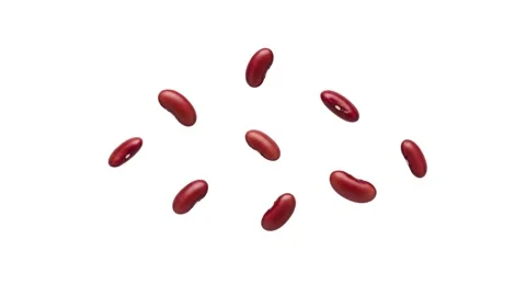 Floating red beans isolated on white Stock Footage 339340750