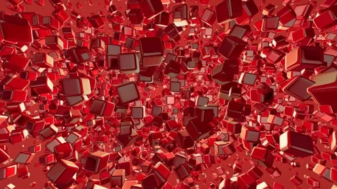 Floating Red Cubes, Background, Exclusive, Reflection Stock Footage 299657269
