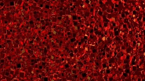 Floating Red Cubes, Background, Reflection, Exclusive Stock Footage 299657172